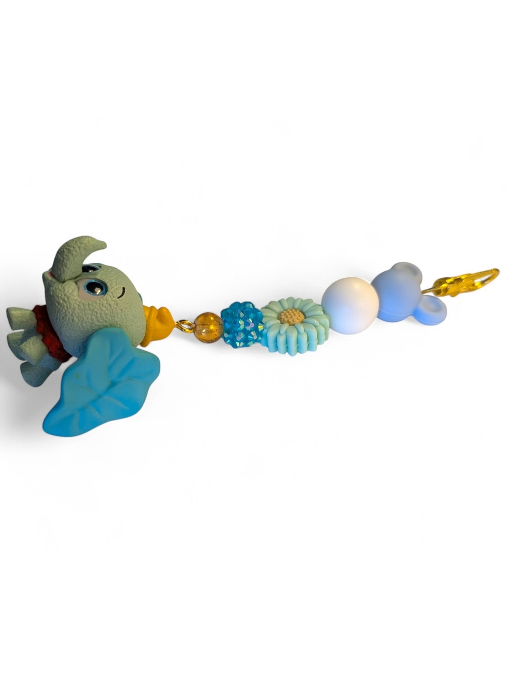 Cute Elephant Beaded Keychain Charm - Blue Green - Picture 3 of 3